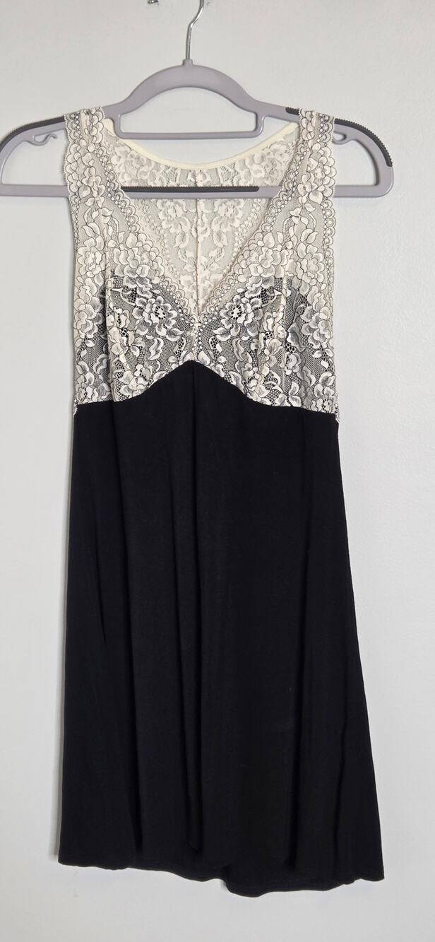 Womens M Slip Dress Black White Lace